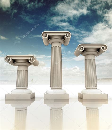 Three Ancient Greek Ionian Column As Winner Podium — Stock Photo