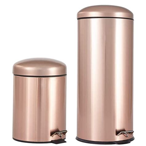 Brylanehome Step Trash Cans Set Of 2 Trashcan Copper Gold Copper