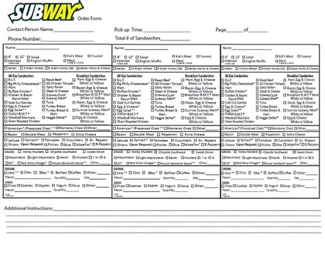 Knowing More About Subway Order Form Fax