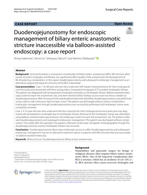 Pdf Duodenojejunostomy For Endoscopic Management Of Biliary Enteric