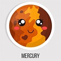 dibujos animados lindo planeta mercurio aislado sobre fondo blanco ...