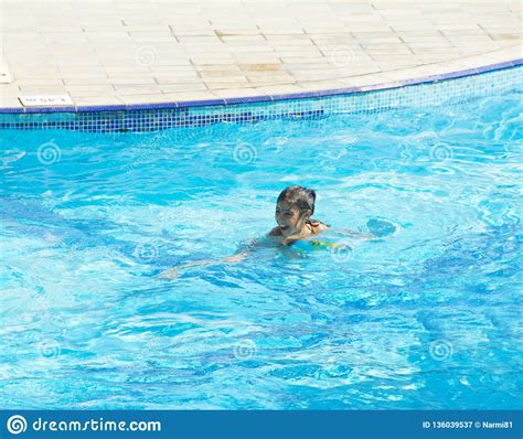 Beautiful Girl Swimming In The Pool Stock Image Image Of Happy Blue