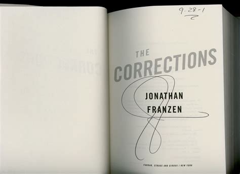 Rare Signed Jonathan Franzen The Corrections True 1st Erratum Slip