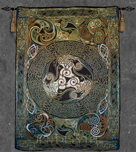 It's meaning can be interpreted as the 4 arms of the cross representing the 4 parts. Fine Art Heirloom Tapestry - Ravens - Celtic Artwork by Jen Delyth