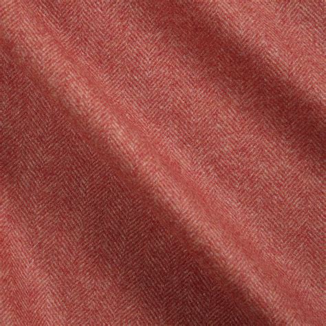 Wool Herringbone Weave Coral Orange Bloomsbury Square Dressmaking Fabric