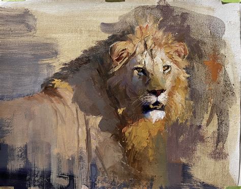 Male Lion 3 Oil Painting Dean Adams Art