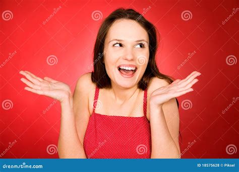 Young Woman Gesturing Stock Photo Image Of Young Happiness 18575628