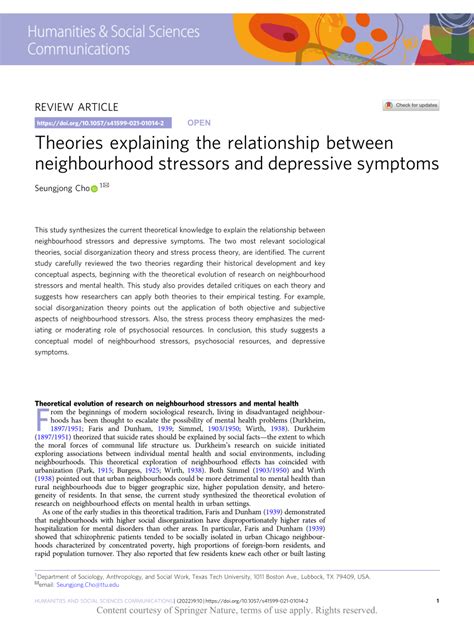 Pdf Theories Explaining The Relationship Between Neighbourhood