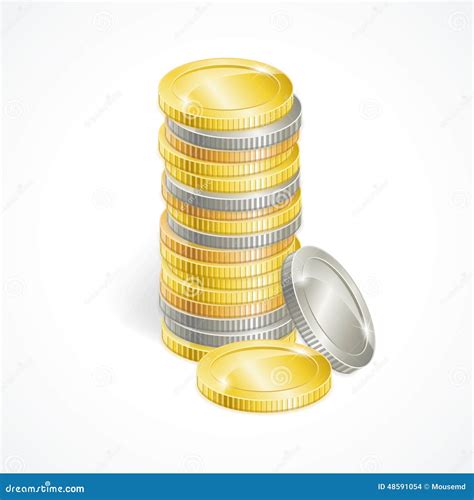 Vector Stacks Of Golden And Silver Coins Stock Vector Illustration Of