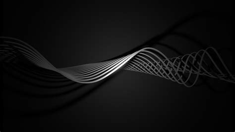 Abstract Dark Streamlined Waveforms Gray Digital Art Artwork 3d