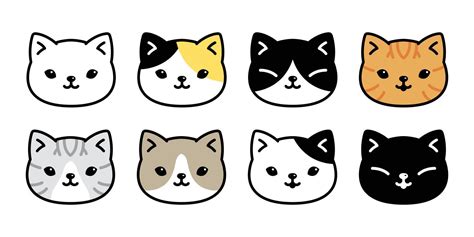 Cat Vector Icon Kitten Breed Calico Logo Symbol Face Head Character