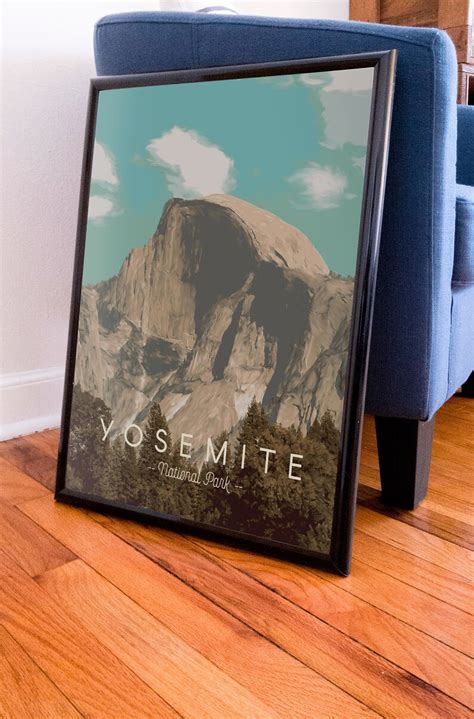 Yosemite Half Dome Retro Poster Etsy