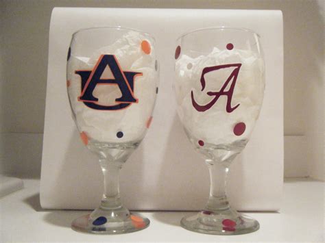 Auburn War Eagle Wine Glasses 2