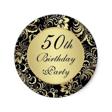 Black And Gold 50th Birthday Party Sticker Birthday