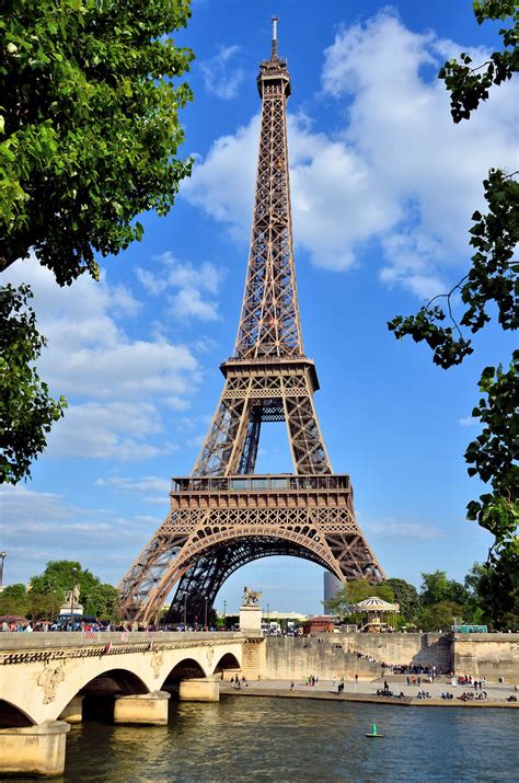 Eiffel Tower Seine River And Pont Dléna Bridge In Paris France