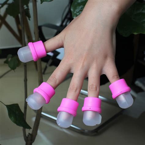 Buy 10pcs Wearable Nail Soaker Acrylic Pink Silicone