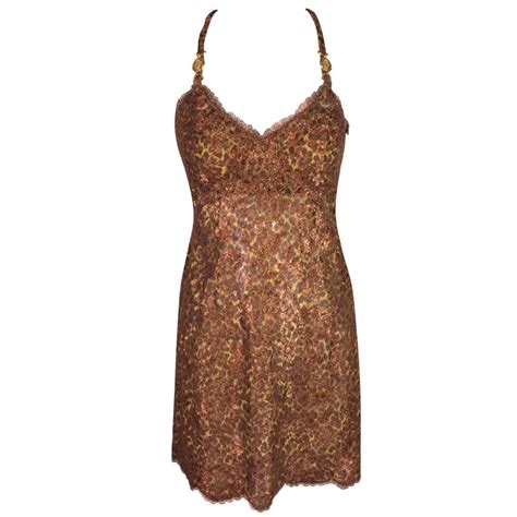 Ss 1996 Atelier Versace Runway Gianni Sheer Leopard And Bronze Lace Mini Dress At 1stdibs