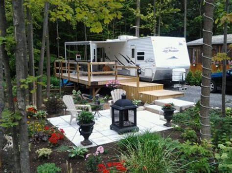 Begin your new college adventure with easy dorm decorating ideas to fill your blank canvas. decking | Campsite decorating, Trailer deck, Remodeled campers