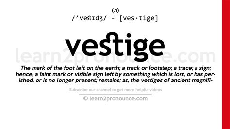 Pronunciation Of Vestige Definition Of Vestige Youtube