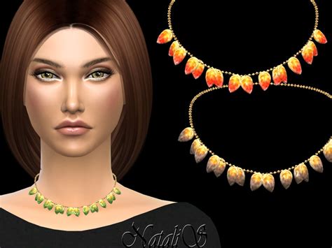 Glass Leaves Beads Necklace By Natalis Found In Tsr Category Sims 4