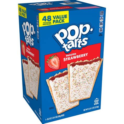 Pop Tarts Breakfast Toaster Pastries Frosted Strawberry Value Pack 48 Toaster Pastries