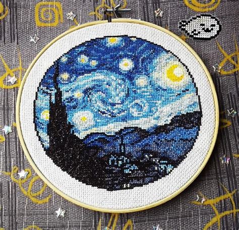 Cross Stitch Pattern Starry Night Van Gogh Painting Etsy Cross