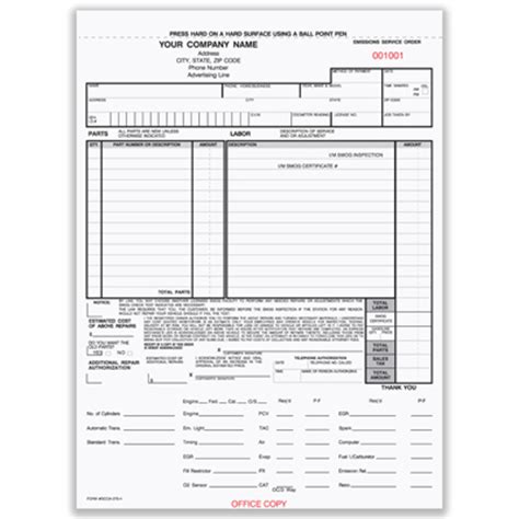 Smog Control Order Form 4 Part Carbon Scca 375 4