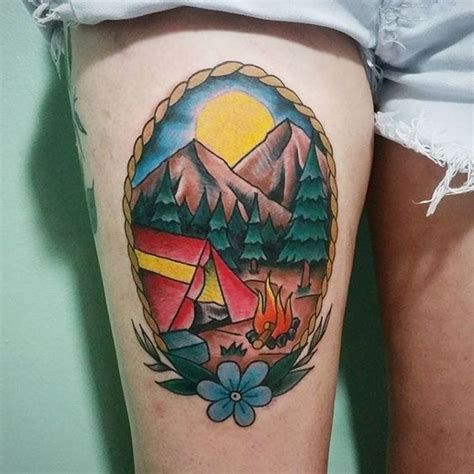 21 Awesome Camping Tattoos For People Who Love Sleeping Under The Stars Mpora Camping Tattoo