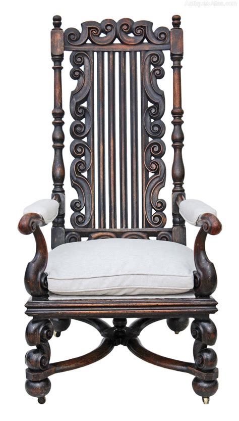 Victorian 19c Oak Walnut Armchair Throne Chair Antiques Atlas