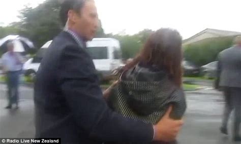 New Zealand Politician Steven Joyce Almost Hit In The Face With A Sex