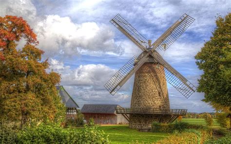 Windmill Barn Trees Eastern Westphalia Hd Wallpaper Peakpx