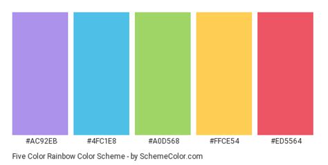 Five Color Rainbow Color Scheme Hex Color Palette Blue Color Schemes