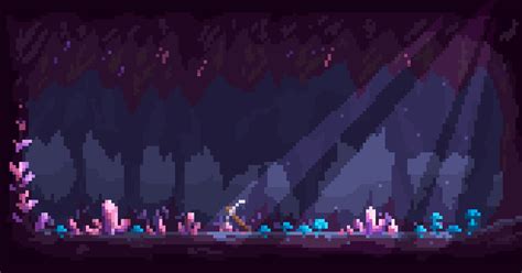 An Image Of A Pixel Art Scene With Mountains In The Background And Blue