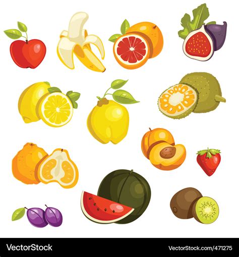 Fruits Icons Royalty Free Vector Image Vectorstock