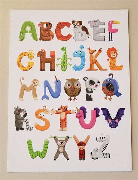 Animal Alphabet Alphabet Poster Canvas Poster Canvas Print