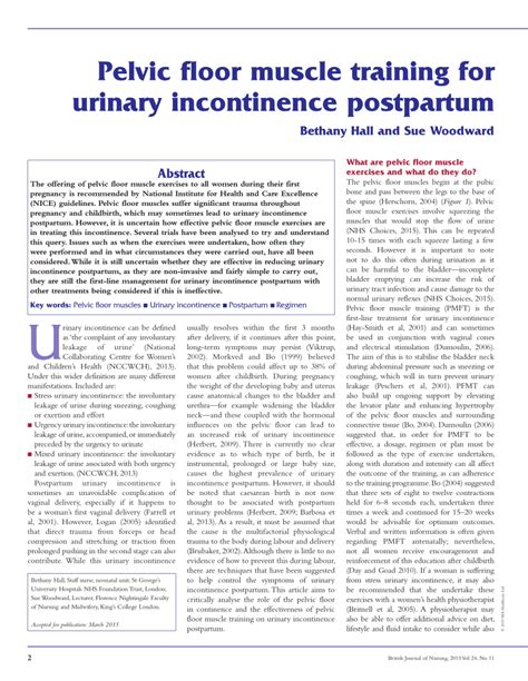 Pdf Pelvic Floor Muscle Training For Urinary Incontinence Postpartum
