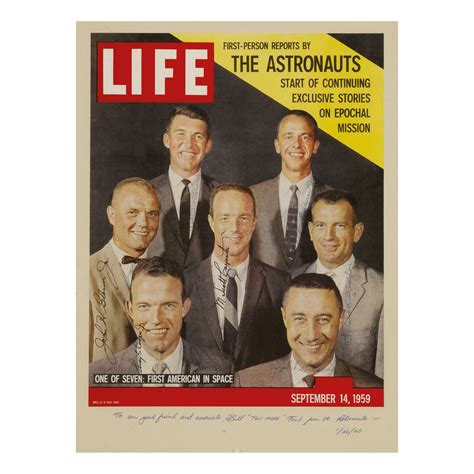 [PROJECT MERCURY]. LIFE MAGAZINE COVER SIGNED BY THE MERCURY SEVEN CREW