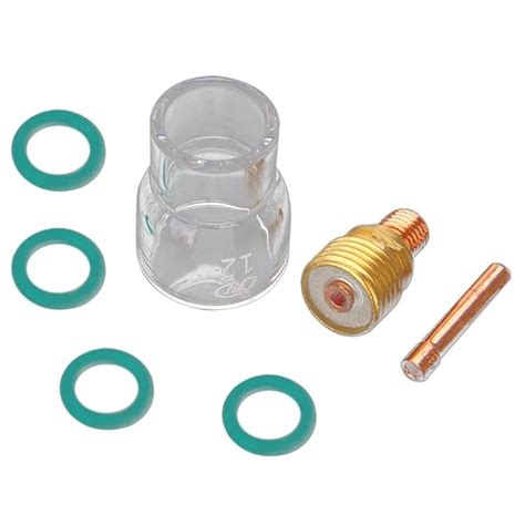 7Pcs Set 12 Pyrex Glass Cup Kit Stubby Collets Body Gas Lens Tig