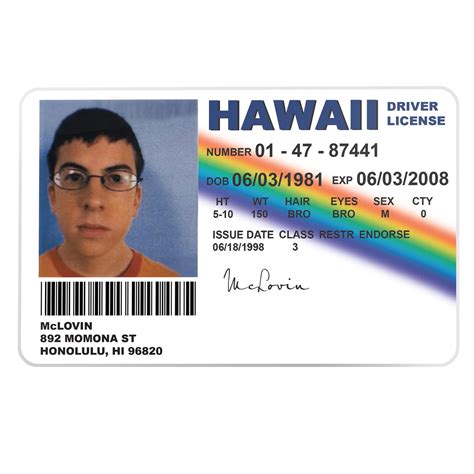 Buy Alg Id Cards® Plastic Superbad Mclovin Id Card Novelty Driving License Id Replica Fogell For