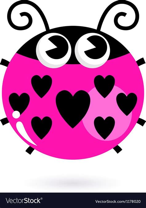 Love Pink Ladybug With Hearts Isolated On White Vector Image Ladybug