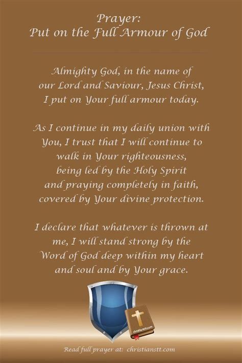 Prayer To Put On The Whole Armor Of God Full Armour Of God Prayer