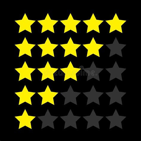 Five Star Rating Icon Set Yellow Color Customer Reviews Feedback