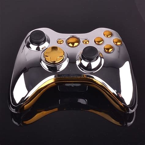 Custom Xbox 360 Modded Chrome Silver And Gold Wireless Controller Shell