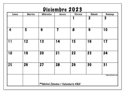 Calendario Diciembre Michel Zbinden Es