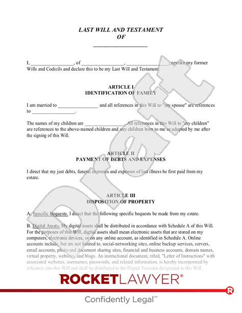 free complete will template and faqs rocket lawyer