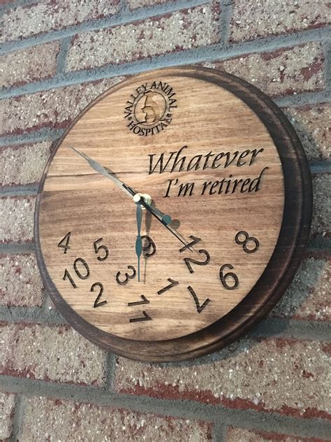 Whatever Imwere Retired Wood Burned Retirement Clock Custom