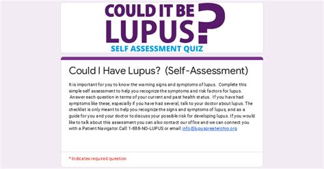 Could I Have Lupus Self Assessment