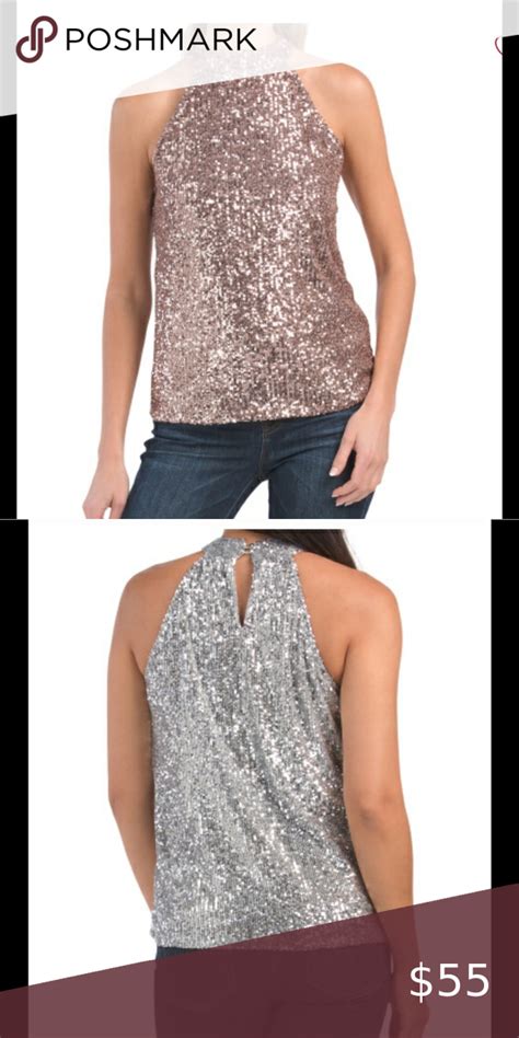 Cable And Gauge Sequin Halter Top Halter Outfit Sequin Halter Top