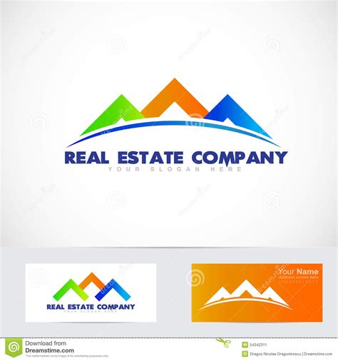 Colored House Real Estate Logo Stock Vector Illustration
