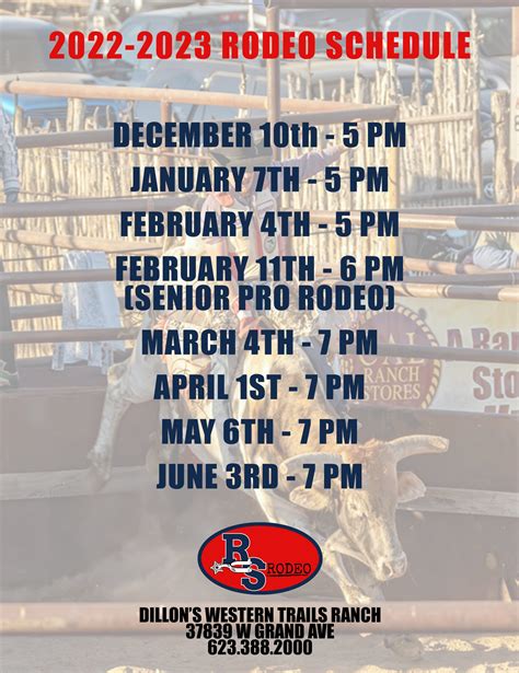 2022-2023 Western Trails Ranch Rodeo Calendar » Amazing BBQ